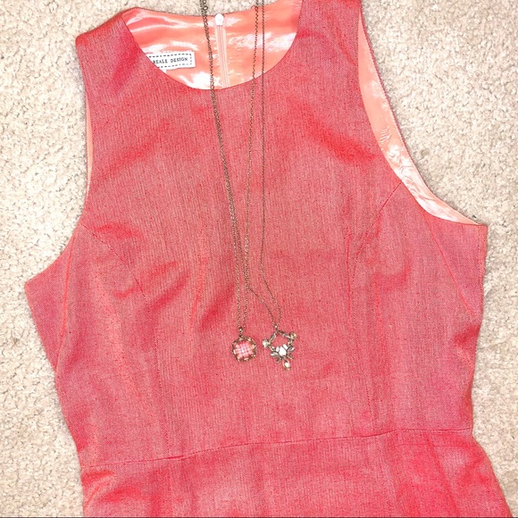 100% Silk Orange Fitted Lined Sheath Dress 8 - Picture 3 of 3